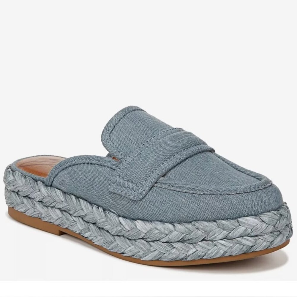 Zodiac SZ 8.5 NWOT Gizelle Blue Denim Mule Slide Resort Boho 70's Chic - Picture 1 of 12
